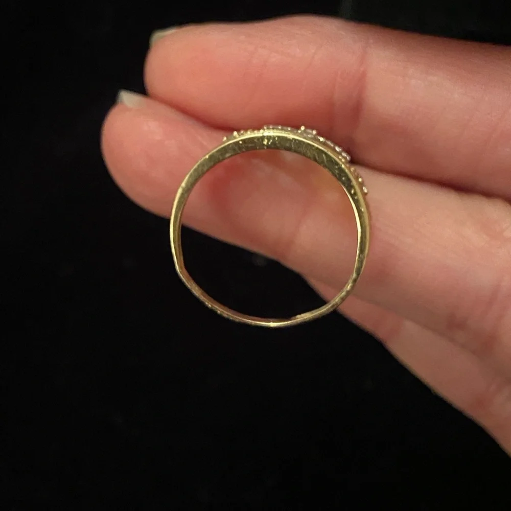 14K Gold Princess Crown RING Fifteen CZ Stones Delicate - Picture 4 of 9